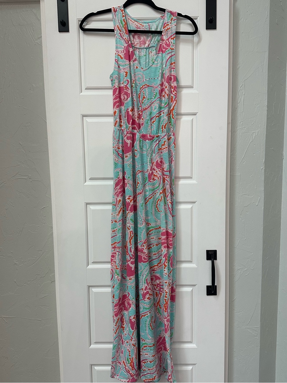 Lilly Pulitzer Aqua, Pink & Coral Printed Maxi Dreas